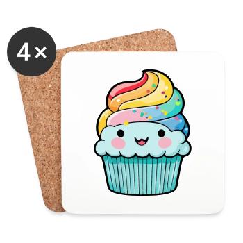 Cupcake Comic Muffin Cake - Coasters (set of 4) - white - Front