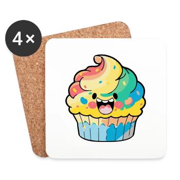 Muffin Comic - Untersetzer (4er-Set) - Weiß - Vorne