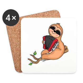 Accordéon Cadeau Musique Paresseux Accordéon - Dessous de verre (lot de 4) - blanc - Devant