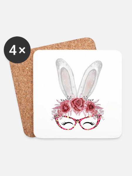 Cute Bunny Girl - Untersetzer (4er-Set) - Weiß
