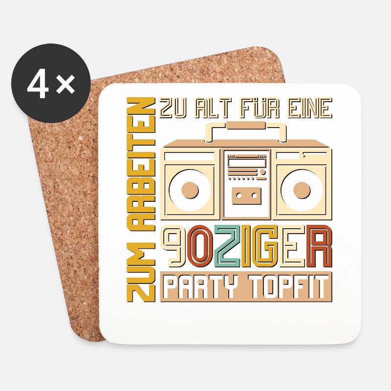 für eine 90ziger Party topfit - Untersetzer (4er-Set) - Weiß