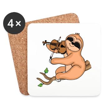 Violon Cadeau Musique Enfants Paresseux Violon - Dessous de verre (lot de 4) - blanc - Devant
