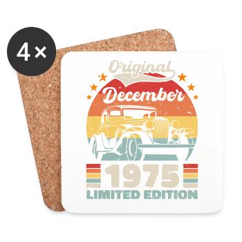 Décembre 1975 Cadeau d’anniversaire Décembre 1975 - Dessous de verre (lot de 4) - blanc - Devant