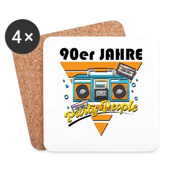 90er - Jahre - Party - People - Untersetzer (4er-Set) - Weiß - Vorne