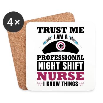 Night Shift Nurse I know things - Untersetzer (4er-Set) - Weiß - Vorne