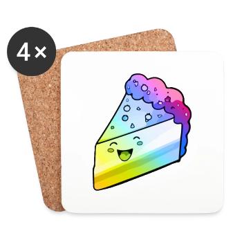 Gâteau au fromage coloré - Dessous de verre (lot de 4) - blanc - Devant