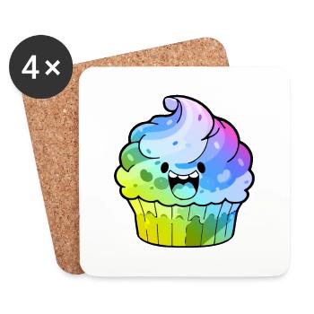 Muffin Comic Bunt - Untersetzer (4er-Set) - Weiß - Vorne