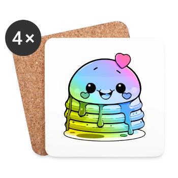 Pancake Comic Coloré - Dessous de verre (lot de 4) - blanc - Devant