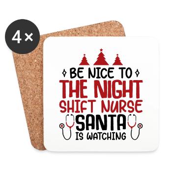 Night Shift Nurse Santa Is Watching - Untersetzer (4er-Set) - Weiß - Vorne