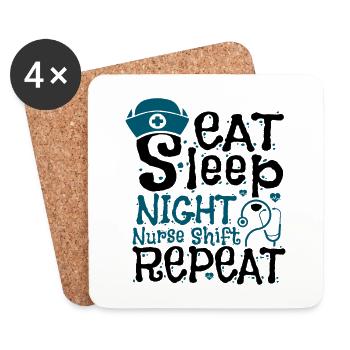 Eat Sleep Night Nurse Shift Repeat - Untersetzer (4er-Set) - Weiß - Vorne