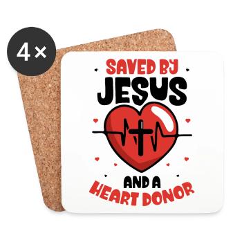 Saved by Jesus and a heart donor - Untersetzer (4er-Set) - Weiß - Vorne