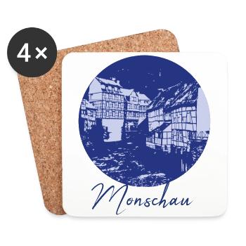 Monschau,skyline,city,circle,blue circle,purple - Coasters (set of 4) - white - Front