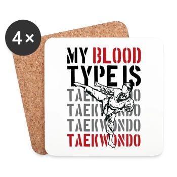 My Blood Type Is Taekwondo - Untersetzer (4er-Set) - Weiß - Vorne