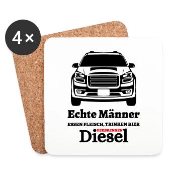 Echte Männer Essen Fleisch Trinken Bier ... - Untersetzer (4er-Set) - Weiß - Vorne