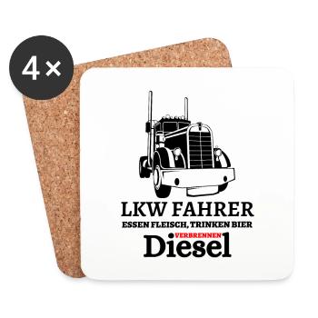 LKW Fahrer - Essen Fleisch Trinken Bier ... - Untersetzer (4er-Set) - Weiß - Vorne