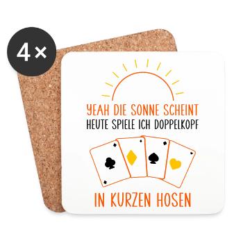 heute spiele ich Doppelkopf - Untersetzer (4er-Set) - Weiß - Vorne