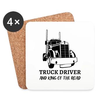 LKW Fahrer-Truck Driver and King of the Road - Untersetzer (4er-Set) - Weiß - Vorne
