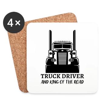 LKW Fahrer-Truck Driver and King of the Road - Untersetzer (4er-Set) - Weiß - Vorne