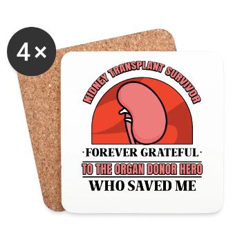 Kidney Transplant Survivor Forever Grateful - Untersetzer (4er-Set) - Weiß - Vorne
