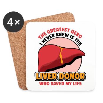 The greatest hero the Liver donor - Untersetzer (4er-Set) - Weiß - Vorne
