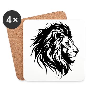 Lion Head Lion Silhouette - Coasters (set of 4) - white - Front