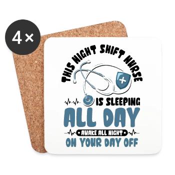 This Night Shift Nurse is sleeping all day - Untersetzer (4er-Set) - Weiß - Vorne