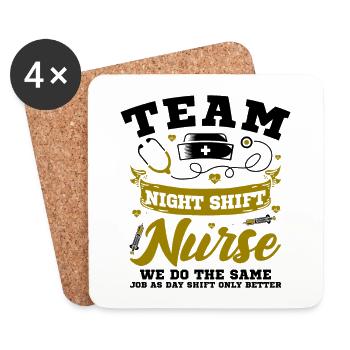 Team Night Shift Nurse - Untersetzer (4er-Set) - Weiß - Vorne