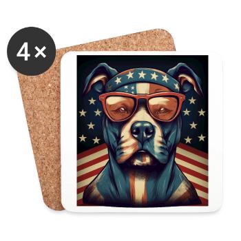 Patriote Pitbull Drapeau américain Pitbull Patriotique - Dessous de verre (lot de 4) - blanc - Devant