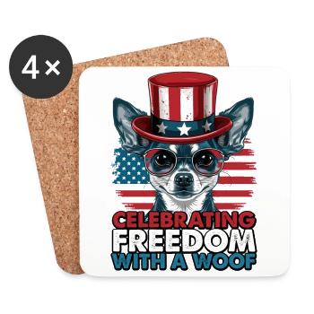 Chihuahua célèbre la liberté avec un woof - Dessous de verre (lot de 4) - blanc - Devant