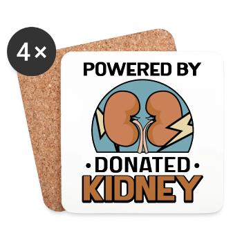 powered by donated Kidney - Untersetzer (4er-Set) - Weiß - Vorne