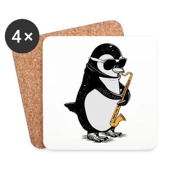 Bass Clarinet Penguin Big Band Children's Orchestra - Coasters (set of 4) - white - Front