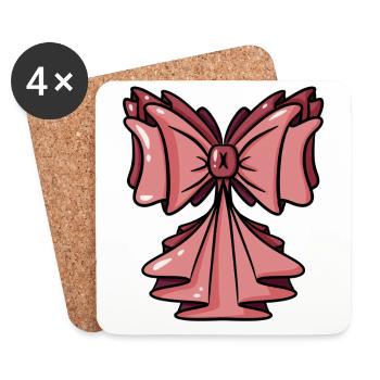 Bow Pink Pink - Gift Bow Gift - Dessous de verre (lot de 4) - blanc - Devant