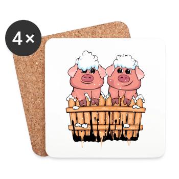 Christmas Pigs Gift Child Winter Pig - Coasters (set of 4) - white - Front