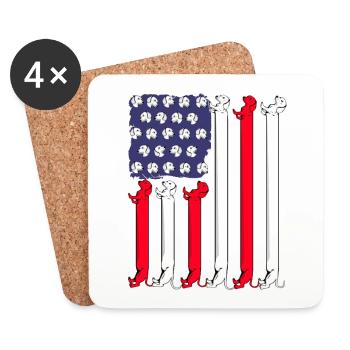 Dackel Hund Geschenk 4th Of July Dachshund - Untersetzer (4er-Set) - Weiß - Vorne