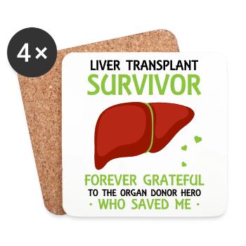 Liver Transplant Survivor Forever Grateful - Untersetzer (4er-Set) - Weiß - Vorne