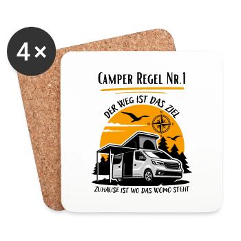 Camper Regel Nr.1- Kastenwagen Wohnmobil Spruch - Untersetzer (4er-Set) - Weiß - Vorne