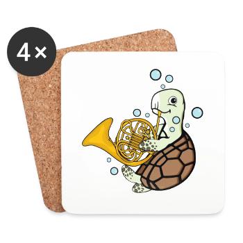 Cor Français Cadeau Enfants Turtle Musique - Dessous de verre (lot de 4) - blanc - Devant