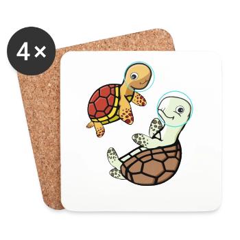 Turtles Astronaut Space Gift Enfants - Dessous de verre (lot de 4) - blanc - Devant