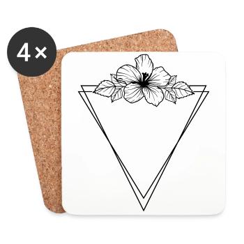 Hibiscus Boho Flower Hand Painted - Coasters (set of 4) - white - Front