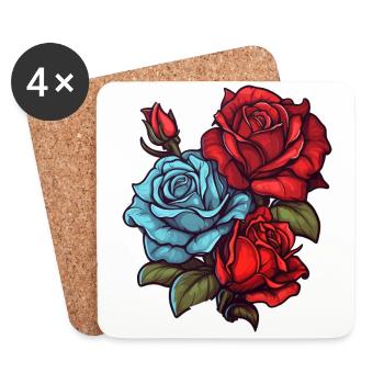 Schöne Rosen - Untersetzer (4er-Set) - Weiß - Vorne
