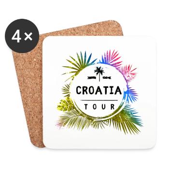 Croatie Tour Voyage coloré - Dessous de verre (lot de 4) - blanc - Devant