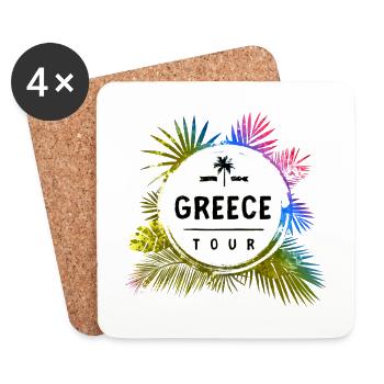 Grèce Tour Voyage coloré - Dessous de verre (lot de 4) - blanc - Devant