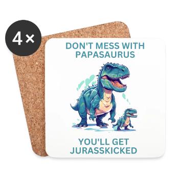 Witziges Papa Papasaurus Dino Dinosaurier Geschenk - Untersetzer (4er-Set) - Weiß - Vorne