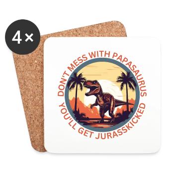 Witziges Papa Papasaurus Dino Dinosaurier Geschenk - Untersetzer (4er-Set) - Weiß - Vorne