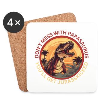 Witziges Papa Papasaurus Dino Dinosaurier Geschenk - Untersetzer (4er-Set) - Weiß - Vorne