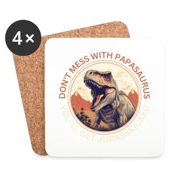 Witziges Papa Papasaurus Dino Dinosaurier Geschenk - Untersetzer (4er-Set) - Weiß - Vorne