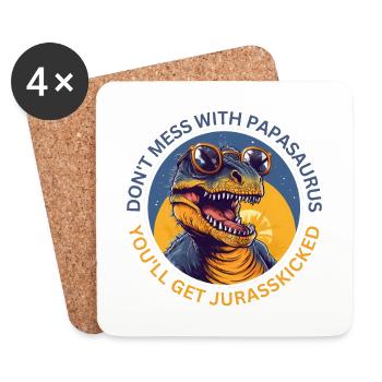 Papasaurus Dinosaurier Kinder Dinos Geschenk - Untersetzer (4er-Set) - Weiß - Vorne
