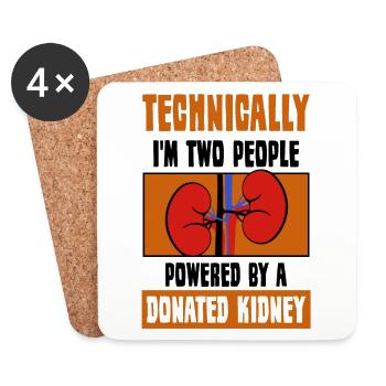 powered by a donated Kidney - Untersetzer (4er-Set) - Weiß - Vorne