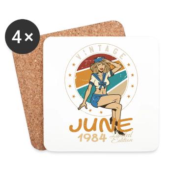 Millésime 1984 - Né en Juin 1984 - Dessous de verre (lot de 4) - blanc - Devant