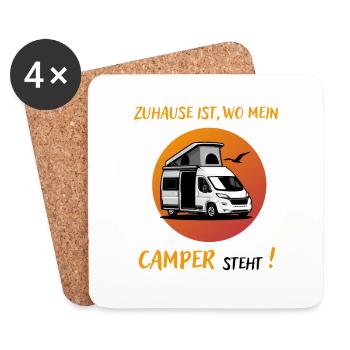 Zuhause Ist Wo Mein Camper steht-Kastenwagen-WoMo - Untersetzer (4er-Set) - Weiß - Vorne